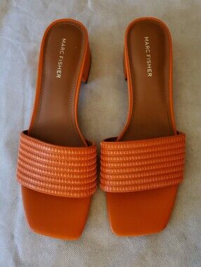 Marc Fisher Orange Braided-Detail Slide Sandals NWOT, NWOB
